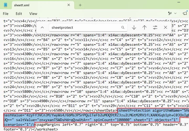 Removing Worksheet Protection by Editing the Excel XML File