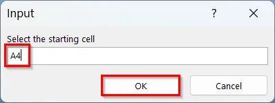 Insert Alternate Rows from a Specific Cell