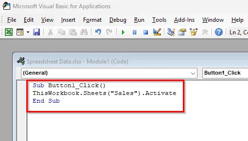 Use of Buttons to Create Table of Contents for Tabs