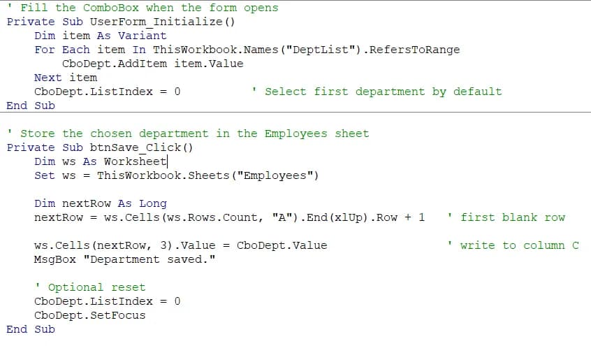 Utilize the Initialize Event to Pre‑Populate UserForm Controls in Excel VBA