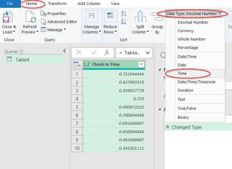 Using Power Query to Round Time