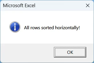 Sort Rows Horizontally (Change Orientation)