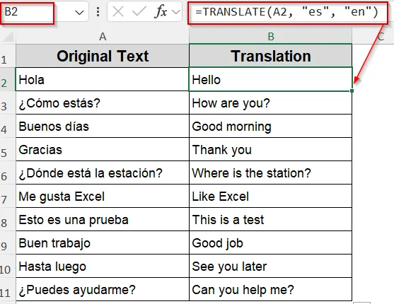 Apply TRANSLATE and DETECTLANGUAGE Functions (Microsoft 365 Only)