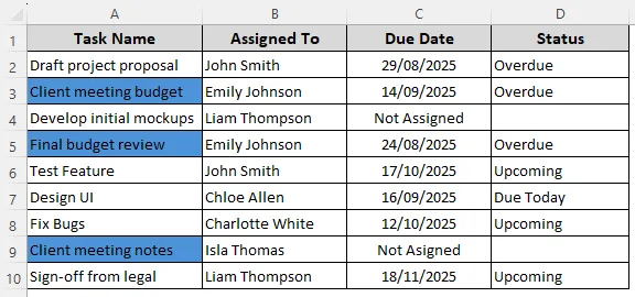 Format Cells that Contain One of Multiple Text Values