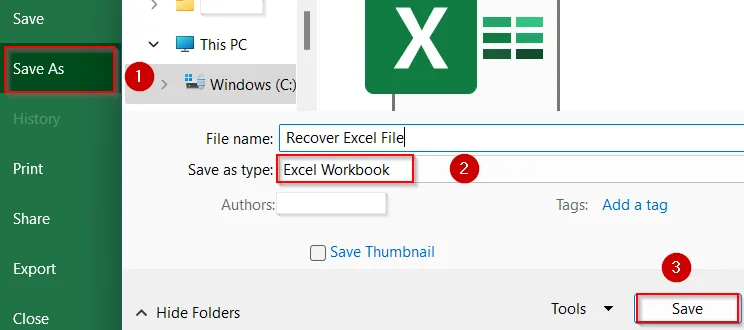 Repair File by Saving in a Different Format