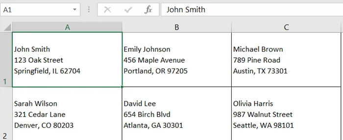 Design Mailing Labels Directly in Excel Using Cell Formatting
