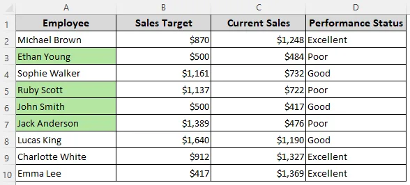 Highlight One Column When Another Column Meets Single or Multiple Conditions (Text)