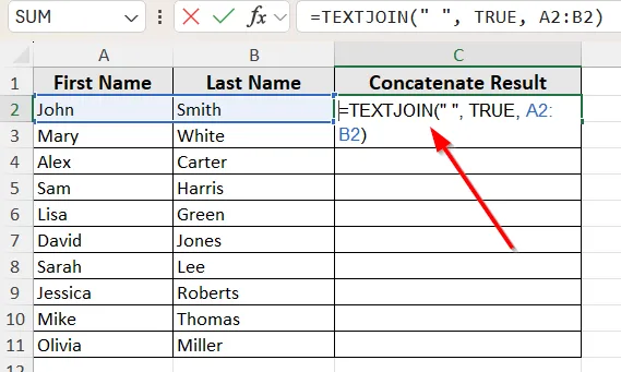 CONCAT Function Joins Without a Separator