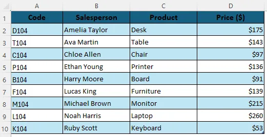 Changing Colors of a Table Using the Table Design Tab
