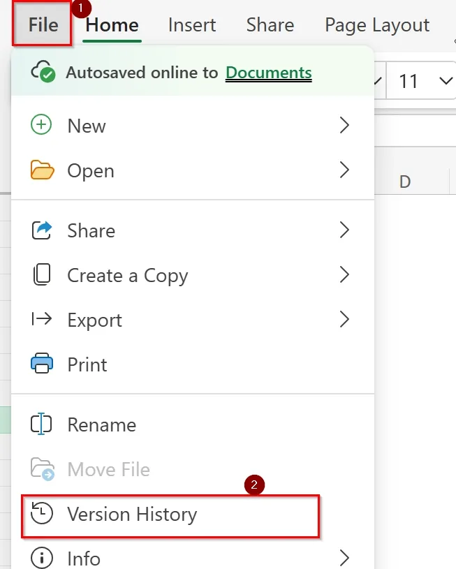 Using Version History Feature to Restore Previous Version of Excel File