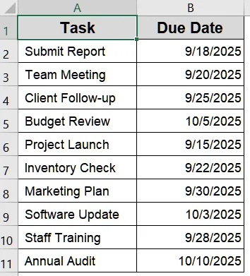 Highlight Dates Within a 30-Day Range Using Conditional Formatting