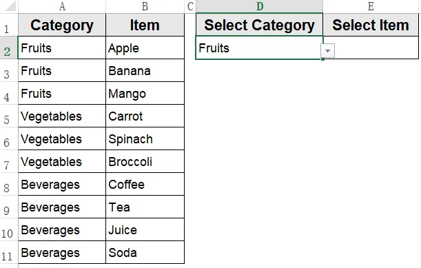Apply a Conditional Drop-Down List with IF Statement and Direct Cell Reference