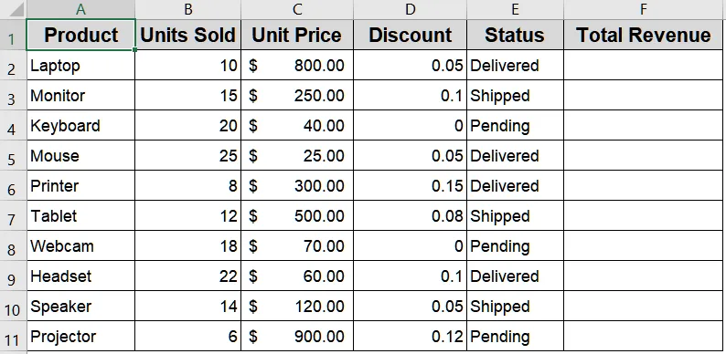Enter Fixed Values Directly into Formulas