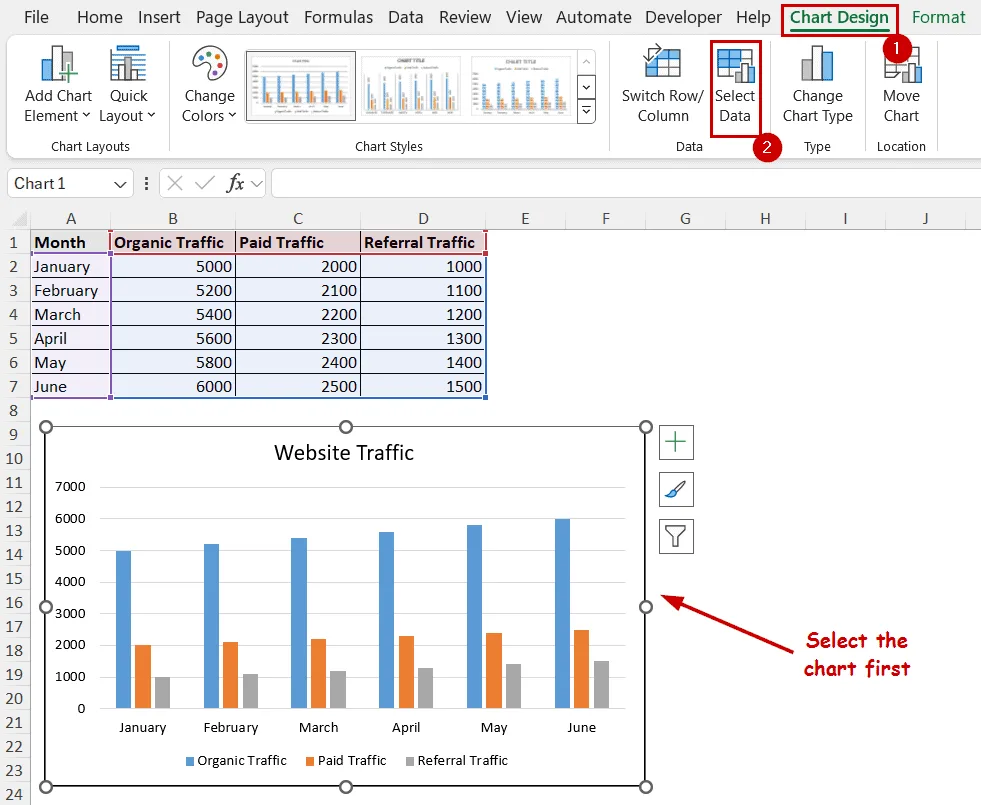 select data option on ribbon