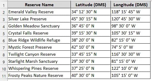 Converting Degrees Minutes Seconds to Decimal Degrees in Excel