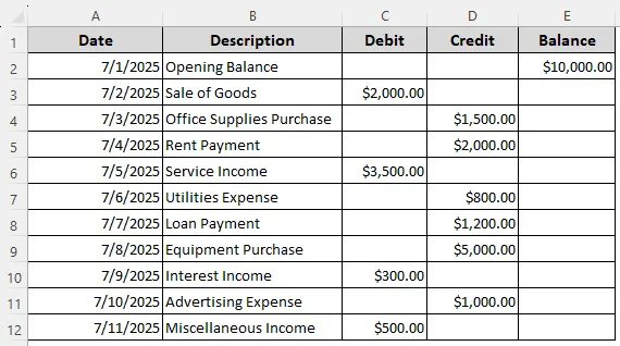 Using Mathematical Expressions to Calculate Debit/Credit