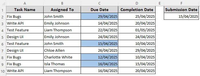 Compare Dates in Different Columns