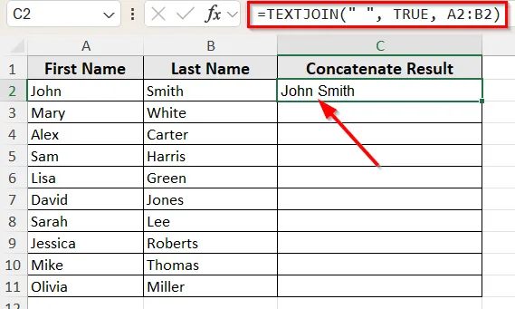 CONCAT Function Joins Without a Separator