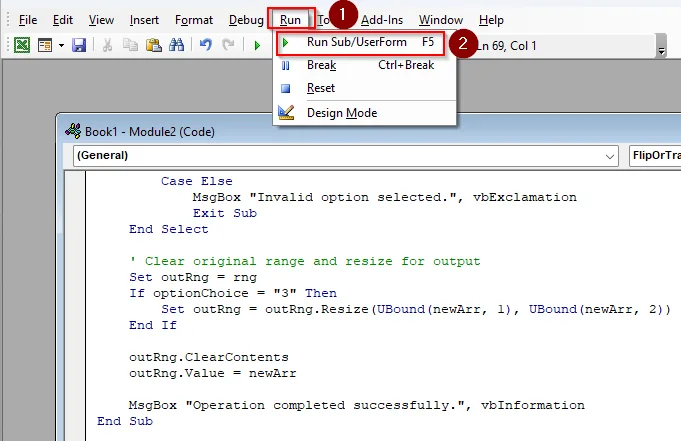 Custom VBA Macro to Flip Table Data by Columns and Rows
