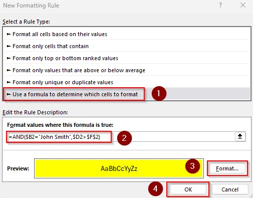 Highlighting Dates Based on Dates and Texts in Other Cells