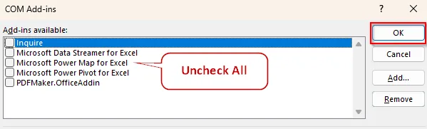 Disable Conflicting Add-Ins