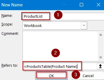 Use Named Ranges to Create a Drop-Down List Using Formulas tab