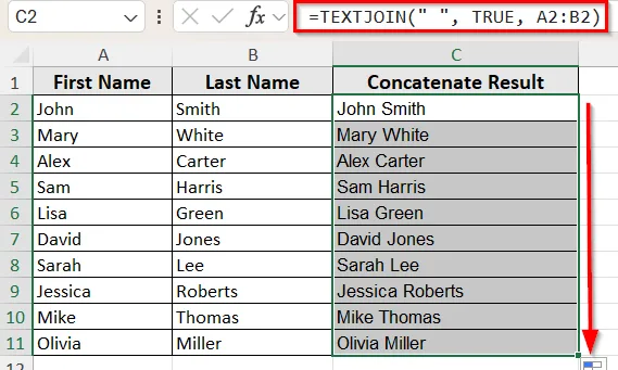 CONCAT Function Joins Without a Separator