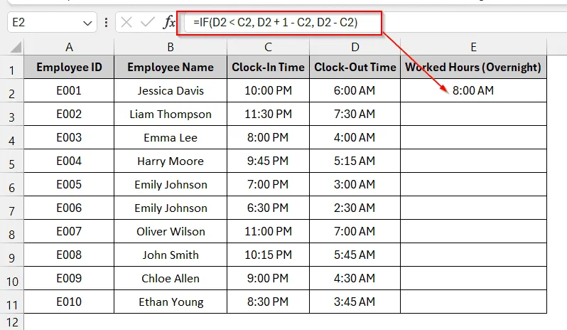 How To Calculate Time Difference in Overnight Shifts (Avoiding Negative Values)