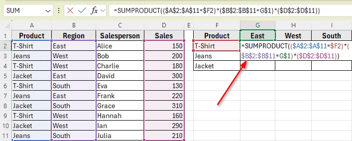 Alternative to SUMIF: SUMPRODUCT for More Control