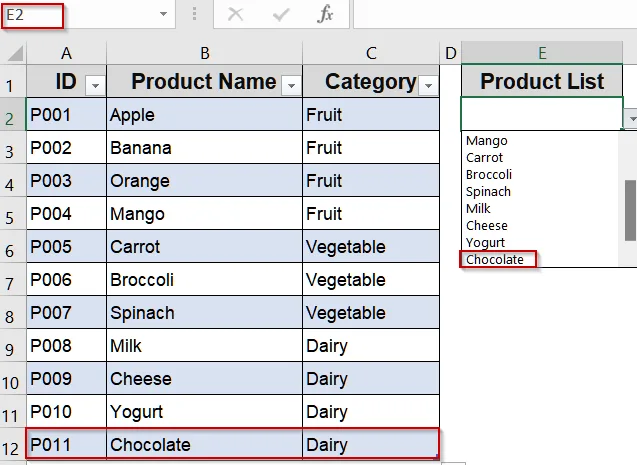 Use Named Ranges to Create a Drop-Down List Using Formulas tab