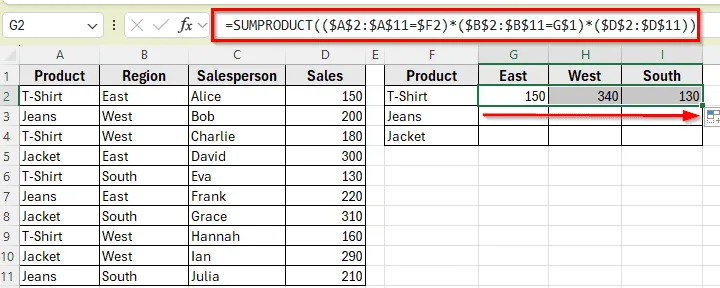 Alternative to SUMIF: SUMPRODUCT for More Control