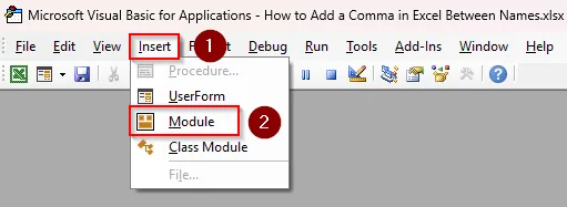 Custom VBA Macro to Insert a Comma Between Names
