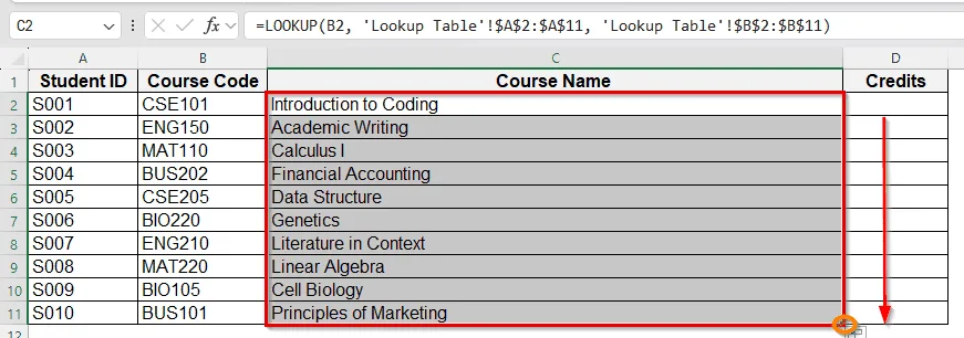 Create a Lookup Table Using LOOKUP Function