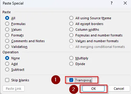 Swap Table Columns and Rows Using the Transpose Feature