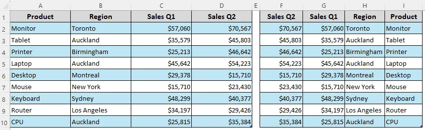 Rearrange Table Structure at a 180° Angle Using a Formula