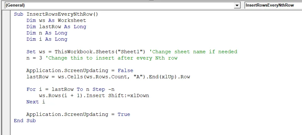 Insert Rows at Every Nth Row