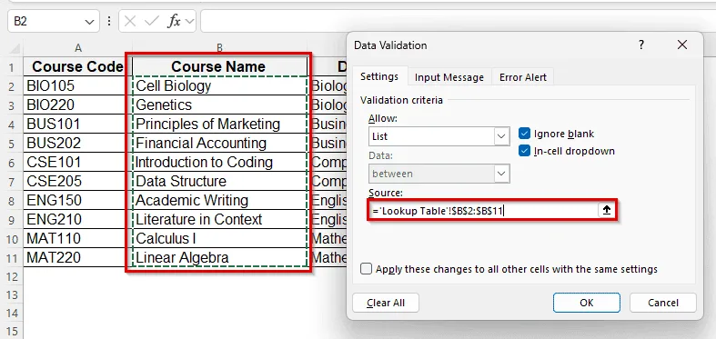Drop-Down List for Easy Lookup Selection