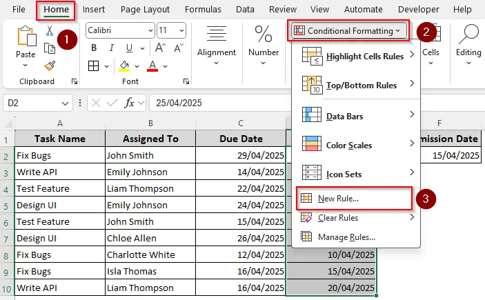 Highlight Dates That are On, Before, or After a Date in Another Cell