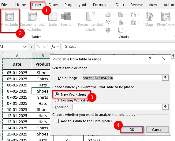 Making a Pivot Table in Excel