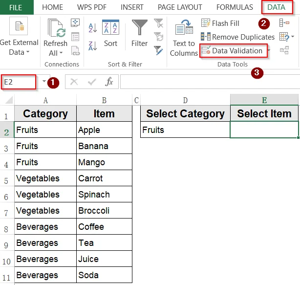 Apply a Conditional Drop-Down List with IF Statement and Direct Cell Reference