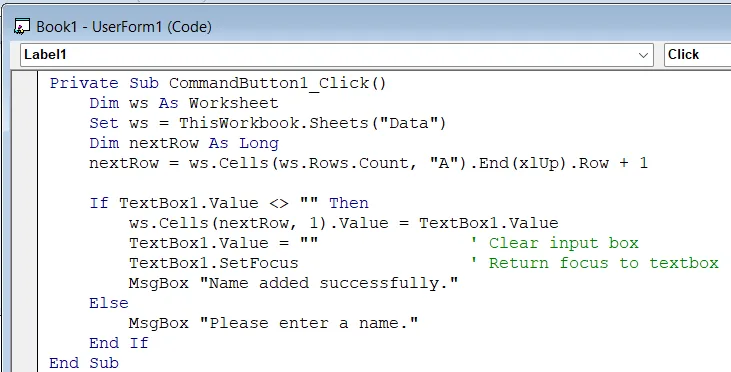 Create a Simple UserForm for a Single Input