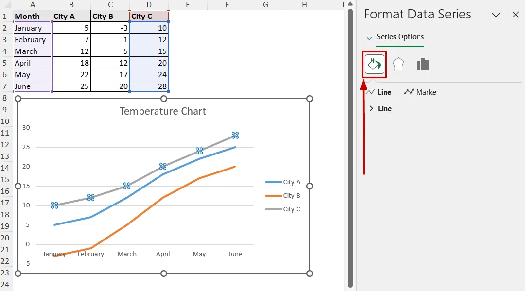 fill option in the format pane