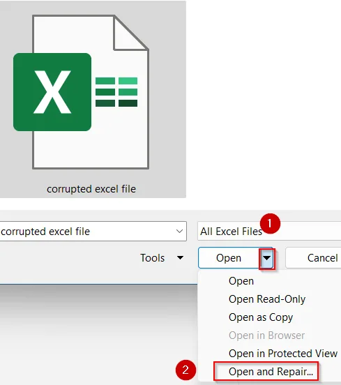 Use the Built-in Open and Repair Tool