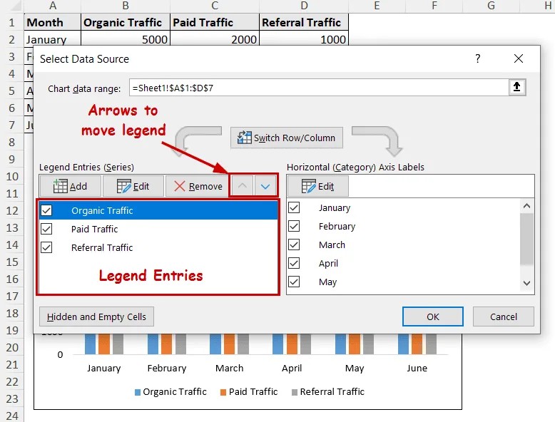 option to reorder legend entries in chart
