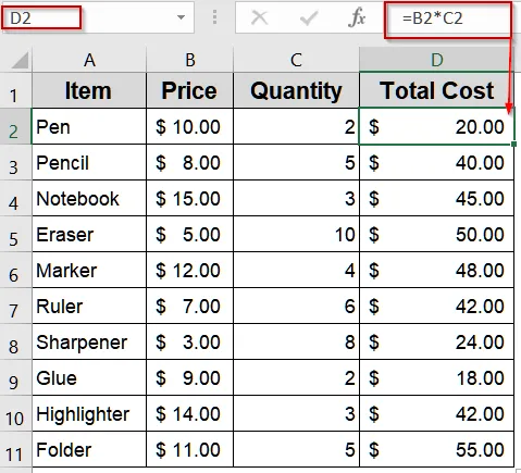 Basic Calculation with Multiple Relative References
