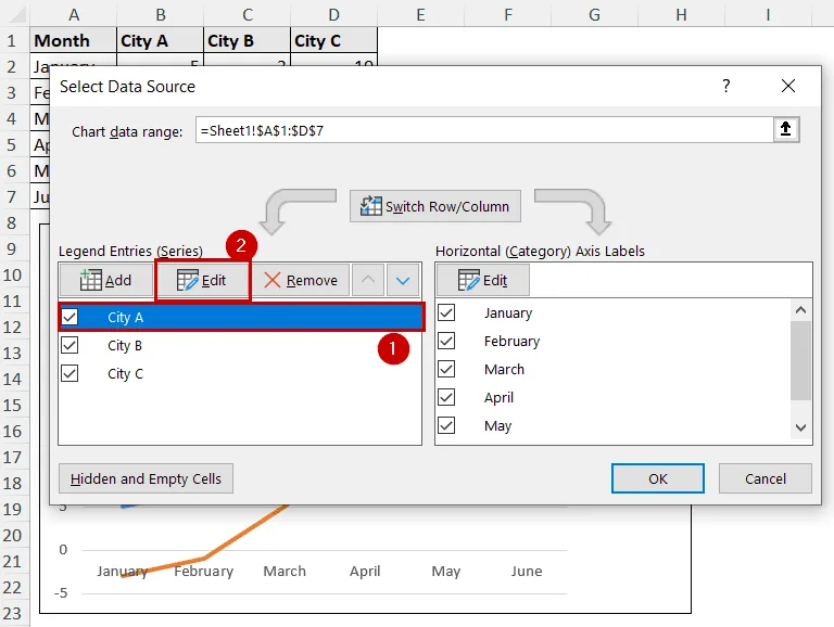 select data source dialog box