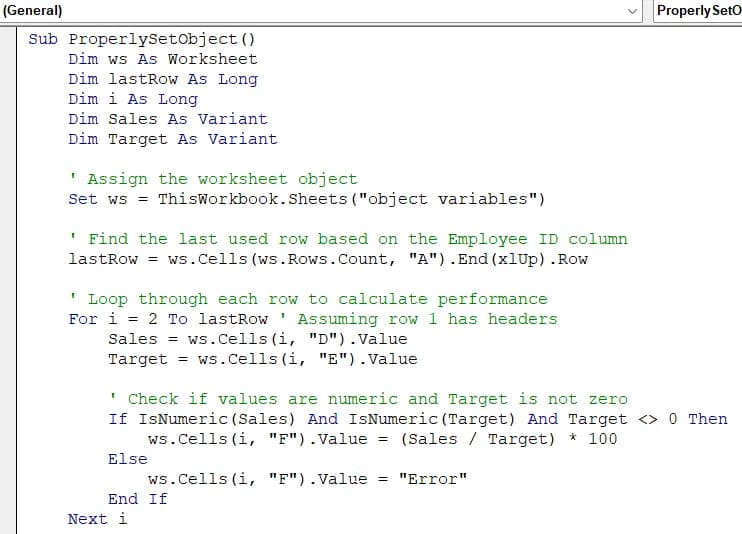 Properly Declare and Set Object Variables