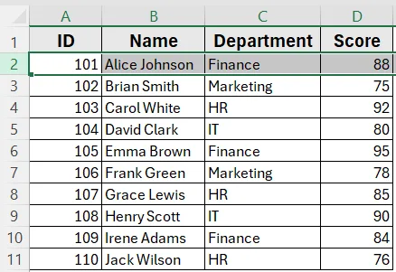 Select Entire Row of Active Cell Using ActiveCell.EntireRow.Select Statement