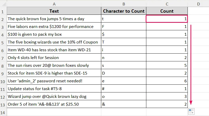 Using LEN&SUBSTITUTE Funcitons (Case-Sensitive) to Count Specific Characters