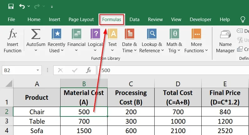 Clicking Trace Dependents Multiple Times to Trace Deeper Dependents in Excel